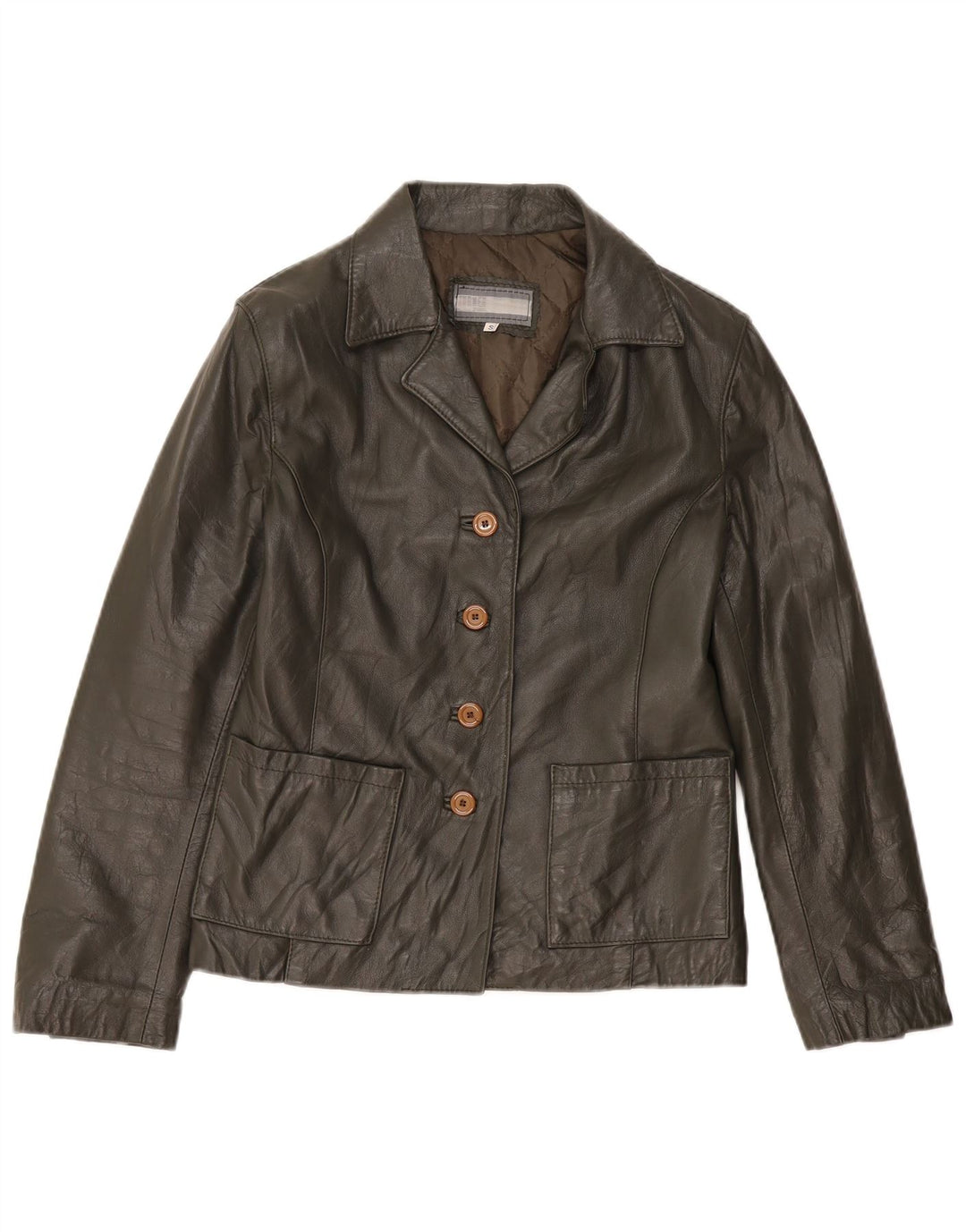 Vintage mujer chaqueta de cuero Reino Unido 10 pequeño cuero caqui