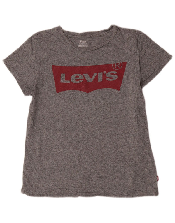 Levi's Camiseta gráfica para mujer Top UK 44 Algodón moteado gris medio