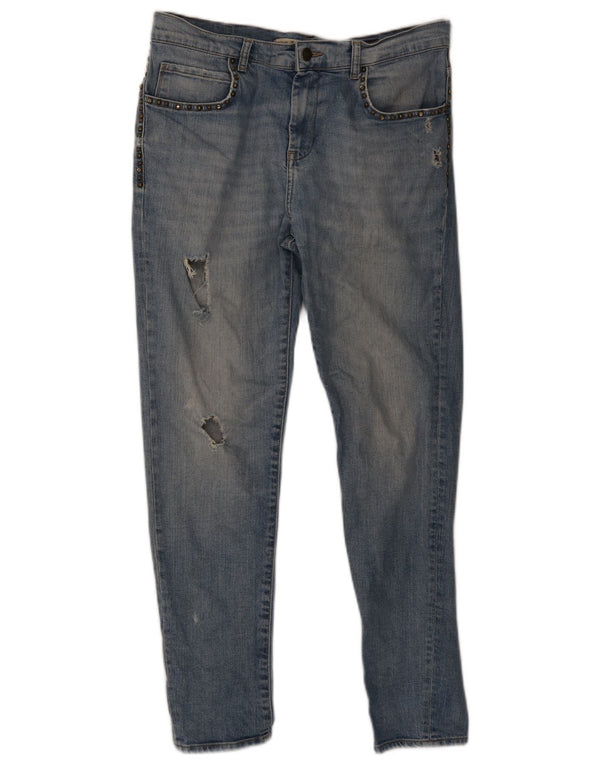 Zara Mujer Trafaluc Vaqueros Slim Desgastados EU 38 Small W28 L28 Azul