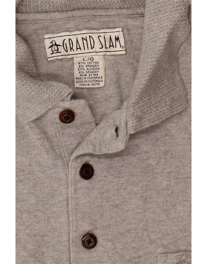 SLAM Mens Polo Shirt Large Grey Cotton Vintage Slam and Second-Hand Slam from Messina Hembry 