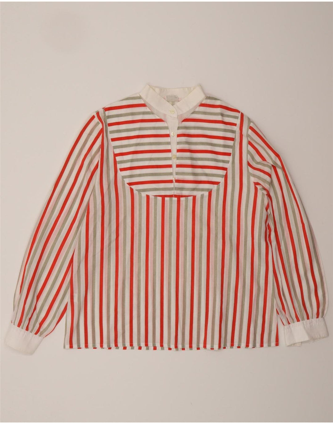 VINTAGE Camisa pullover para mujer Reino Unido 16 Poliéster a rayas multicolor grande