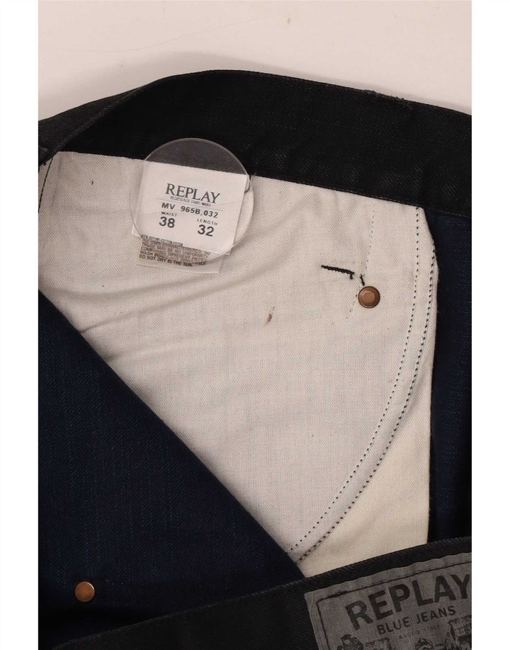 Replay Vaqueros rectos para hombre W38 L32 Algodón negro