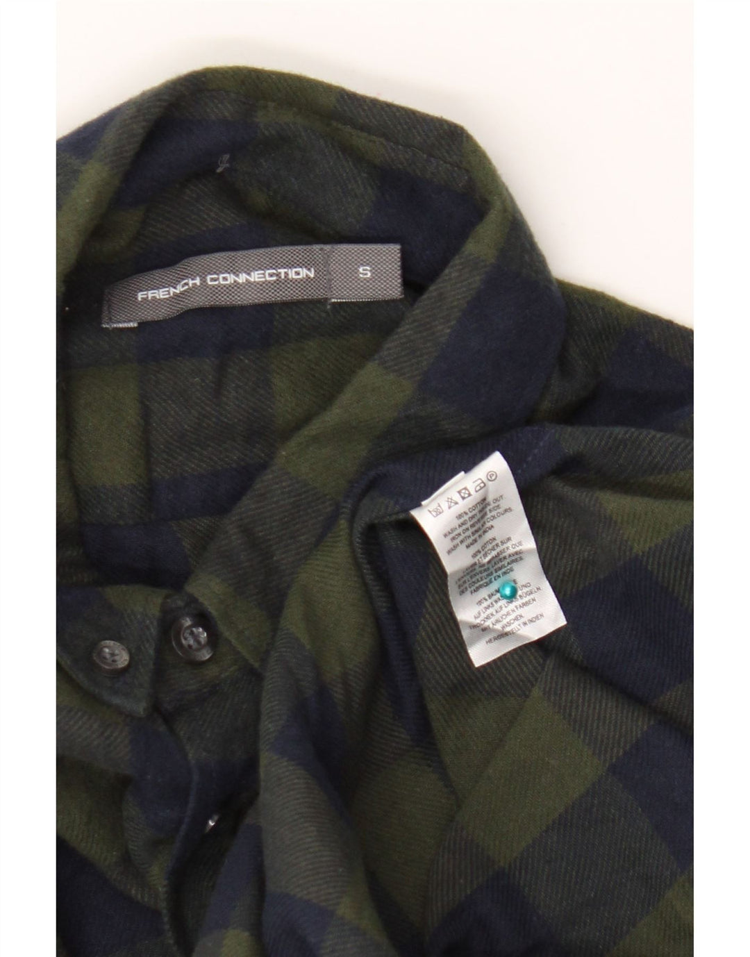 Camisa De Franela De Algodón A Cuadros Verdes Pequeños De French Connection Hombre