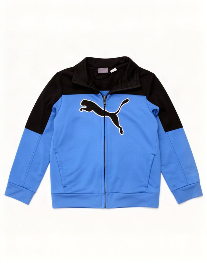 Puma Chaqueta de chándal gráfica para niños 2-3 años Poliéster color block azul