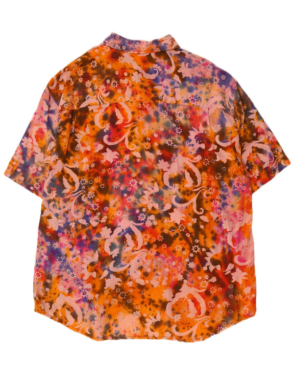 Vintage hombres patrón abstracto camisa de manga corta grande multicolor