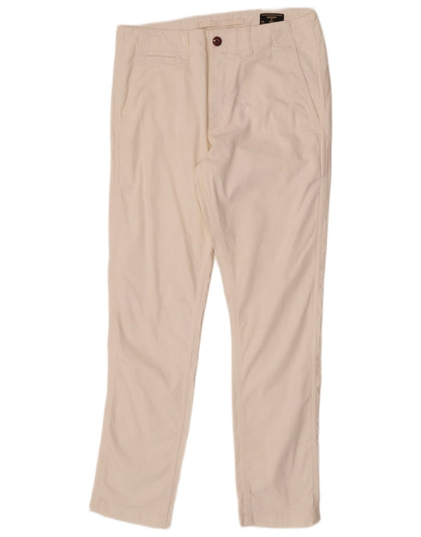Superdry Pantalón chino cónico para hombre W30 L29 Algodón blanco roto