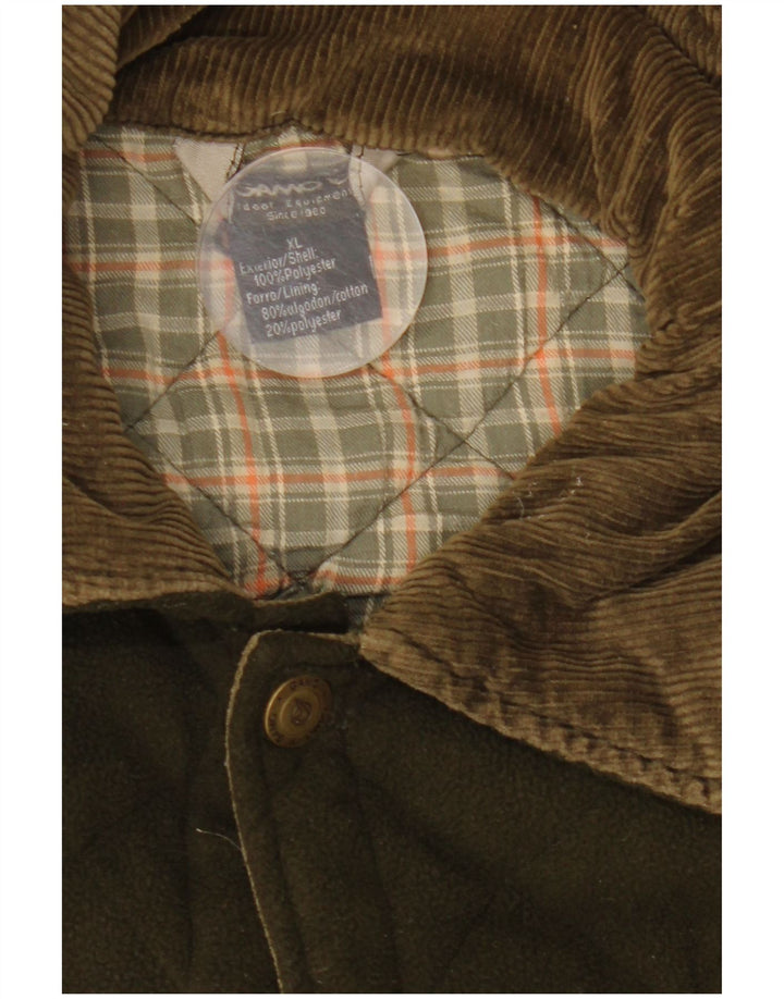 Vintage hombres polar chaqueta acolchada Reino Unido 42 XL poliéster caqui