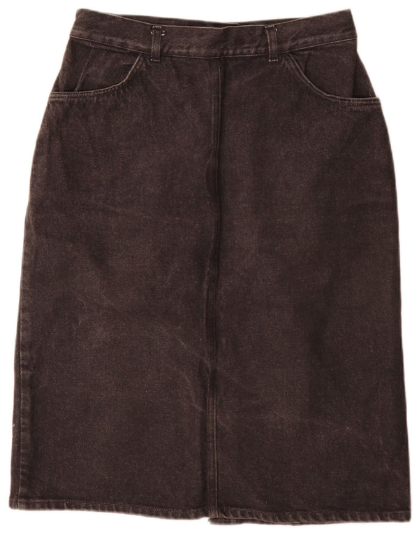 Falda vaquera vintage para mujer W28 gris medio floral
