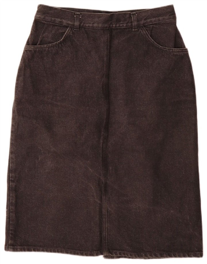 Falda vaquera vintage para mujer W28 gris medio floral