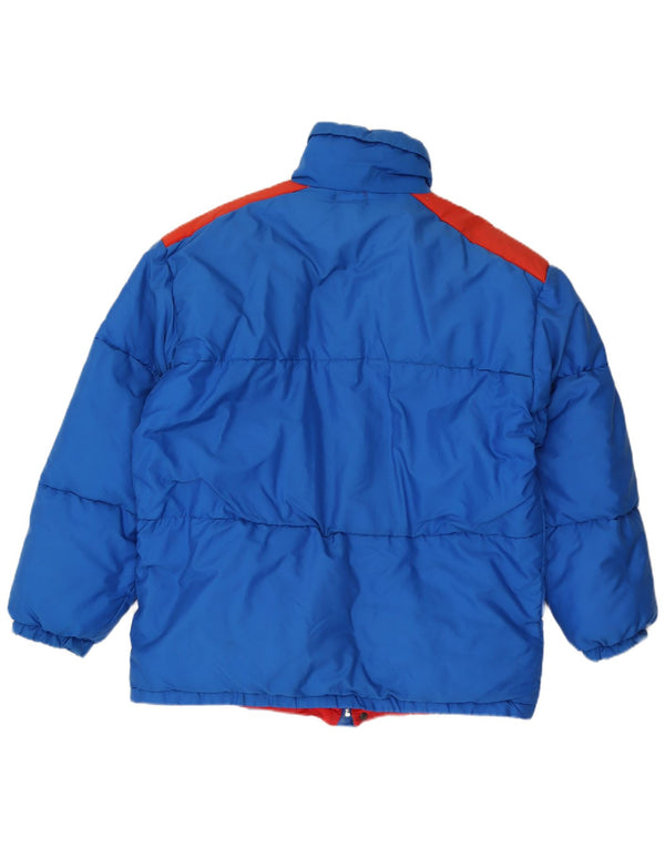 Vintage hombres con capucha chaqueta acolchada Reino Unido 40 grande azul colorblock poliamida