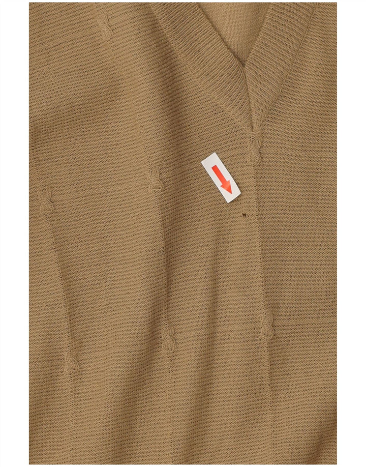 VINTAGE Mujer V-Cuello Jersey Suéter Reino Unido 12 Medio Beige