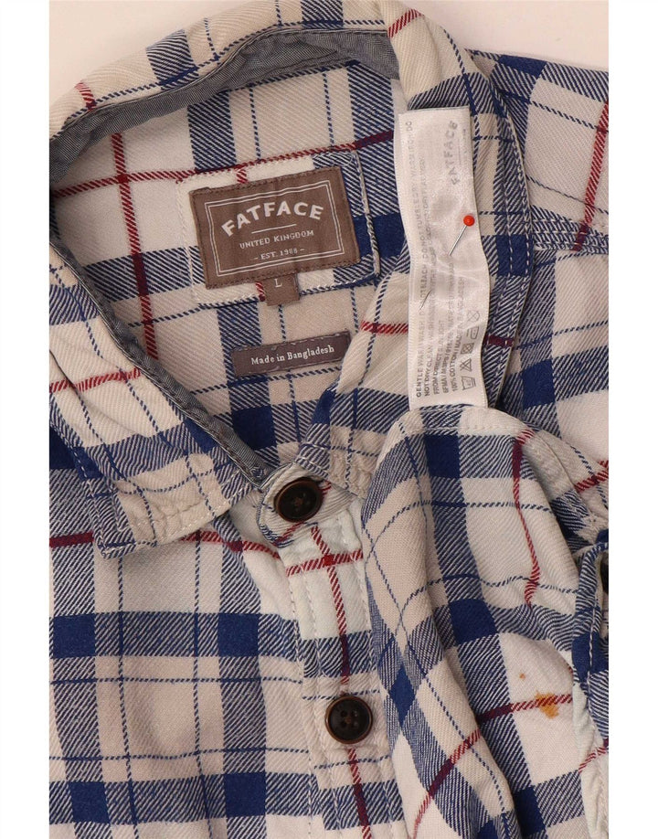 Camisa de franela para hombre de Fat Face de algodón con cuadros azules grandes