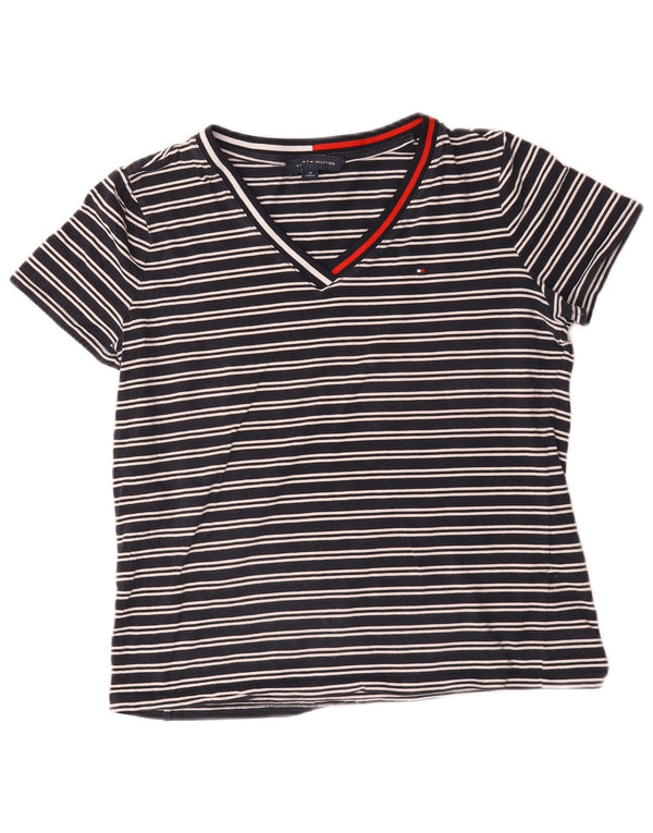 Tommy Hilfiger Camiseta para mujer Top UK 14 Medium Azul marino Rayas Algodón