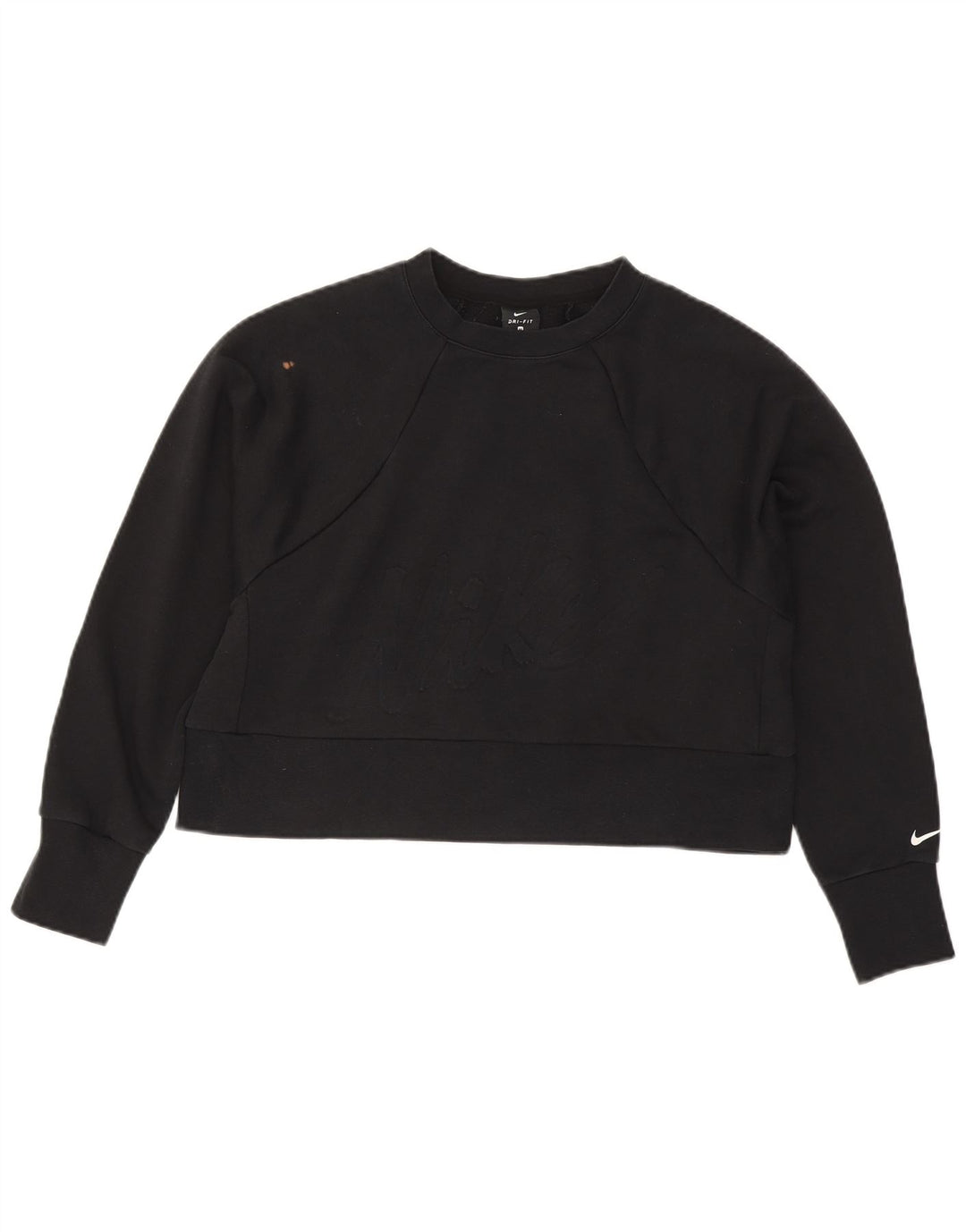Nike Mujer Crop Graphic Sudadera Jumper UK 44 Mediano Negro Poliéster