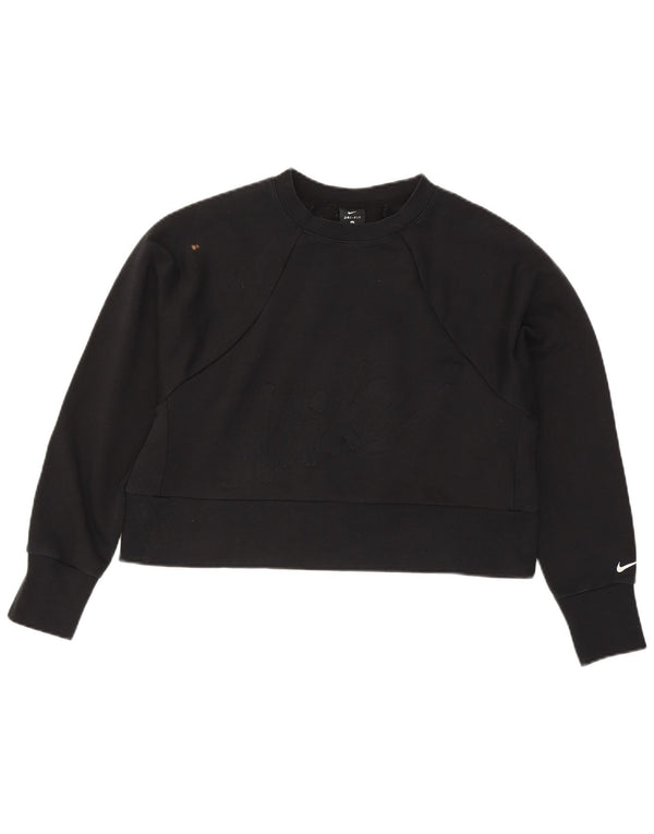 Nike Mujer Crop Graphic Sudadera Jumper UK 44 Mediano Negro Poliéster