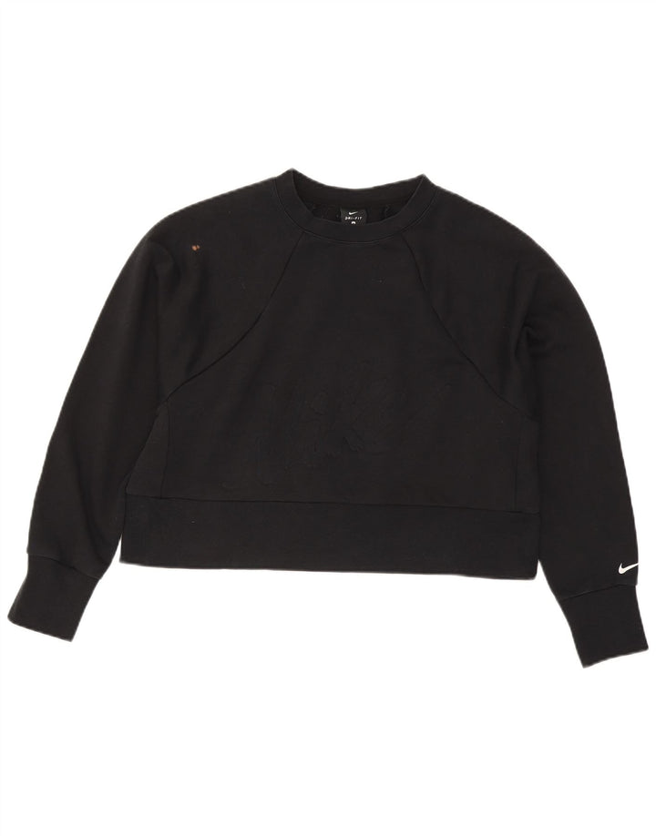 Nike Mujer Crop Graphic Sudadera Jumper UK 44 Mediano Negro Poliéster