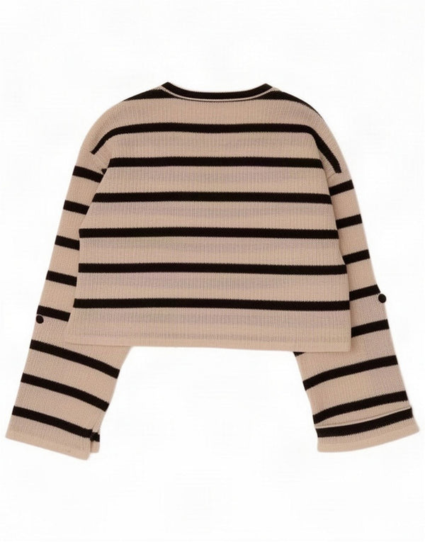 Zara Jersey corto con cuello barco para mujer UK 40 Pequeño Blanco Rayado  Descripción del producto Tamaño de la etiqueta:
