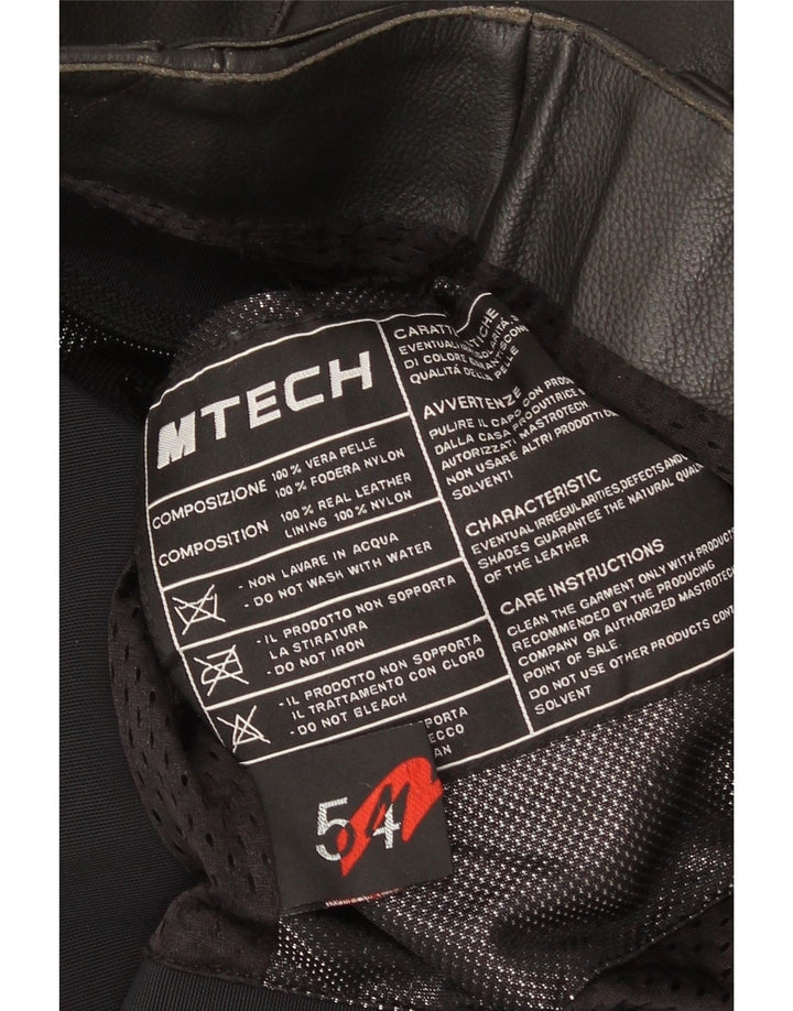 M Tech Chaqueta de motociclista de cuero para hombre IT 54 XL Bloque de color negro