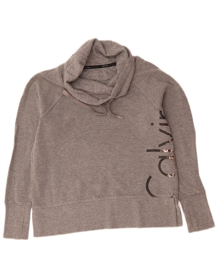 CALVIN KLEIN Sudadera con gráfico de rendimiento para mujer UK 10 Small Grey