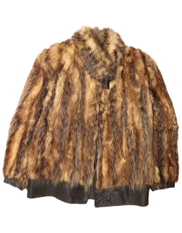 Vintage Womens Fur Overcoat UK 18 XL Beige