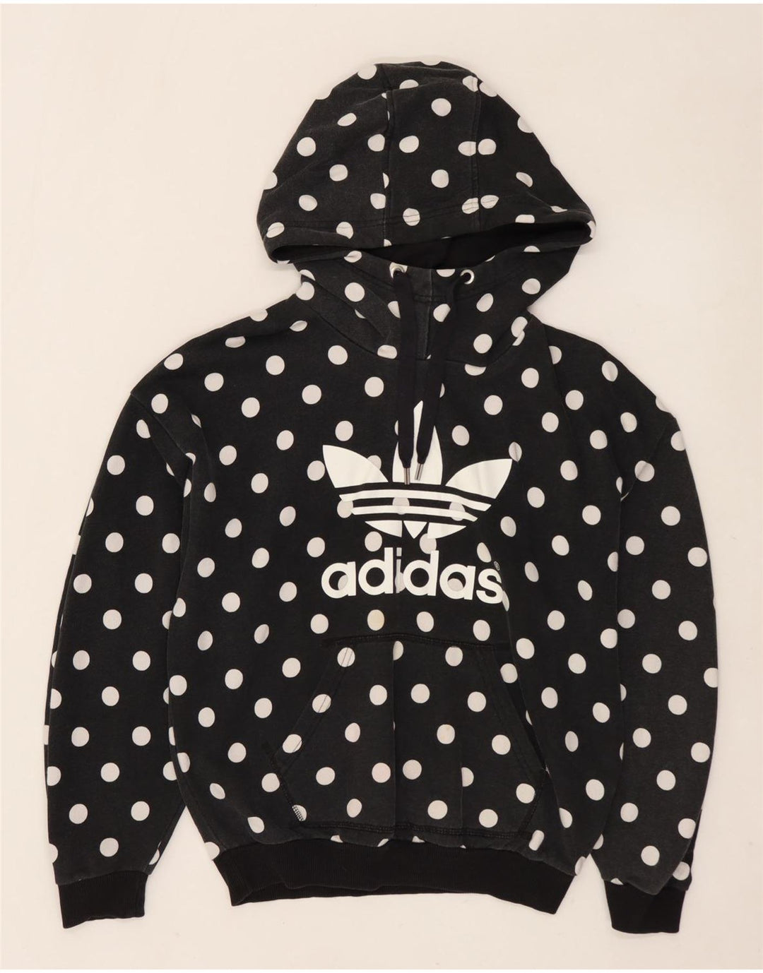 ADIDAS Sudadera con capucha gráfica de gran tamaño para mujer Reino Unido 8 Pequeño Lunares negros