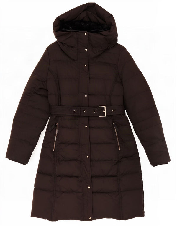 Zara Mujer Abrigo Acolchado Con Capucha UK 46 Large Negro