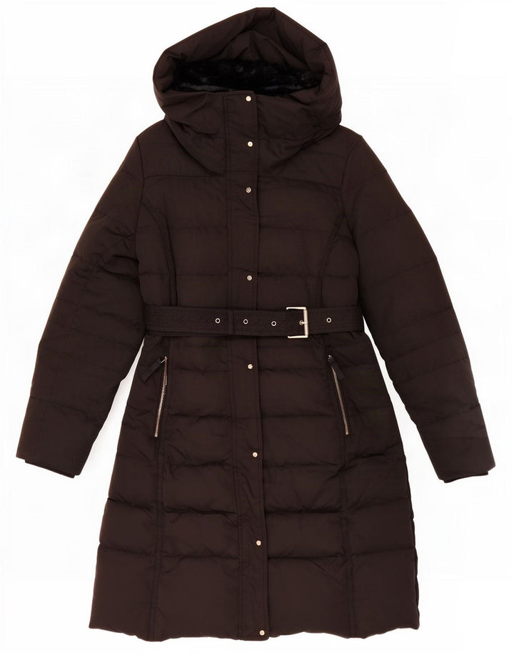Zara Mujer Abrigo Acolchado Con Capucha UK 46 Large Negro