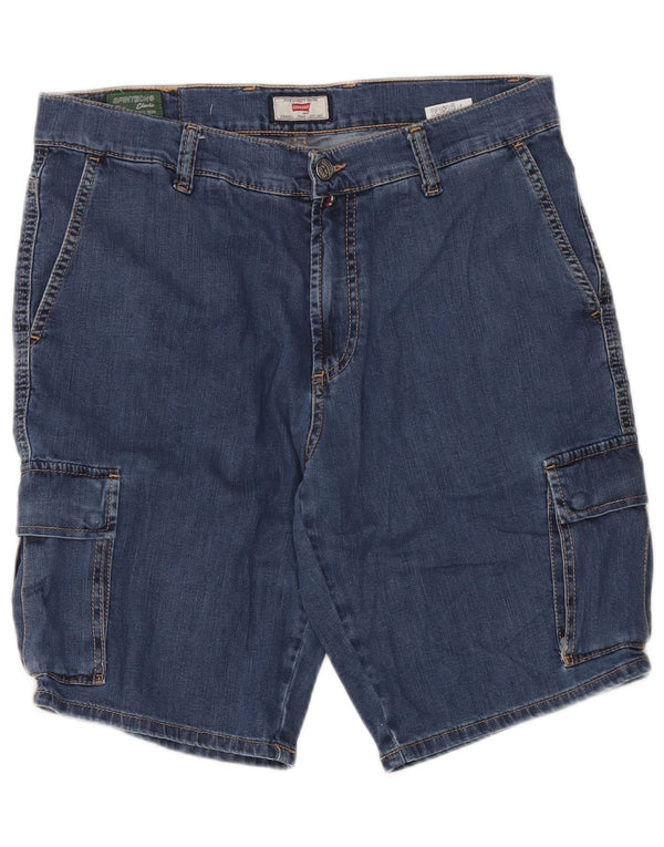 Carrera Mens 618 Denim Cargo Shorts W34 Grande Azul Algodón