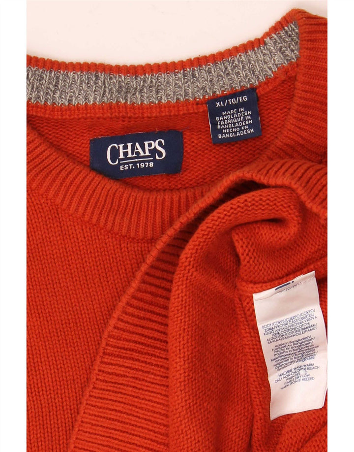 Chaps - Jersey de cuello redondo para hombre, talla XL, algodón naranja