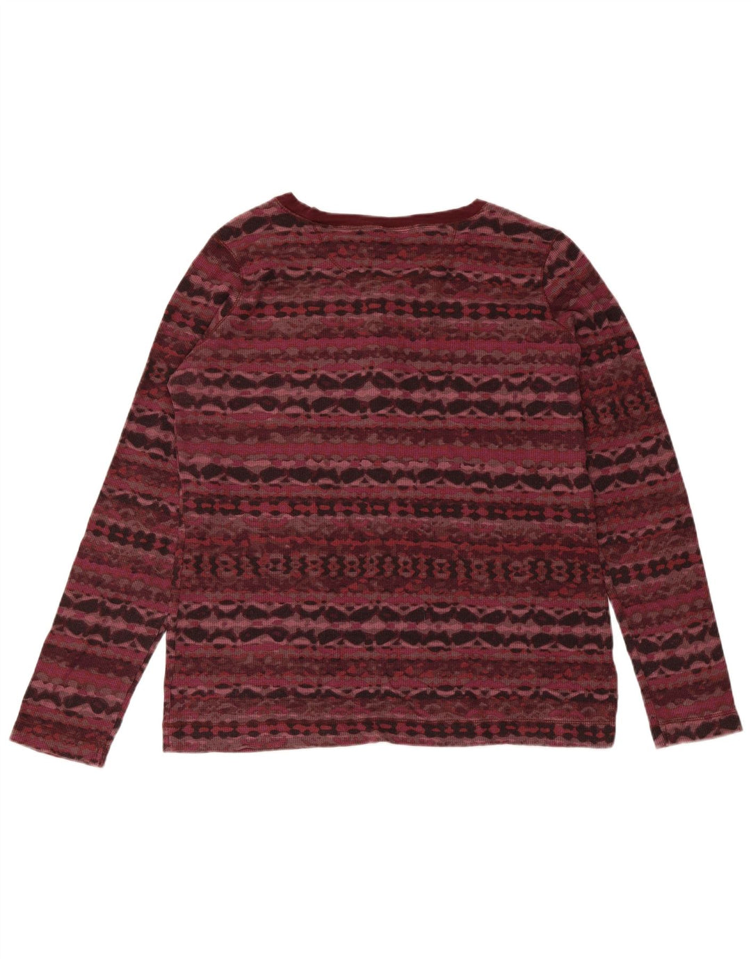 Eddie Bauer Top para mujer manga larga UK 18 XL Algodón geométrico burdeos