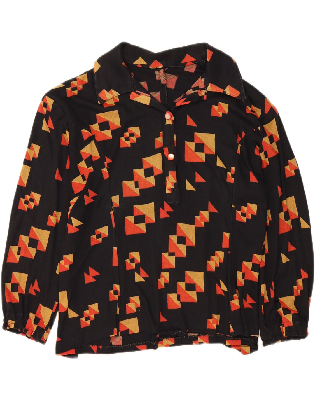 VINTAGE Womens 3/4 Sleeve Blouse Top UK 18 XL Black Geometric Vintage Vintage and Second-Hand Vintage from Messina Hembry 