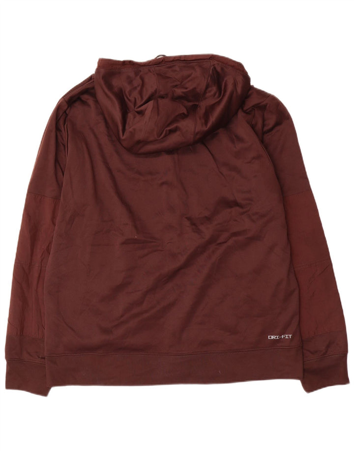 NIKE Sudadera con capucha y cremallera Dri Fit para hombre, poliéster marrón grande