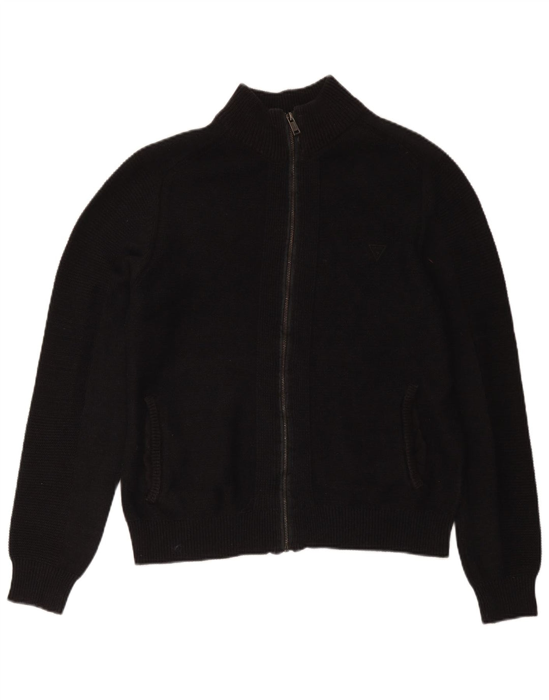Guess Cárdigan con cremallera completa para hombre UK 40 Medium Black Cotton