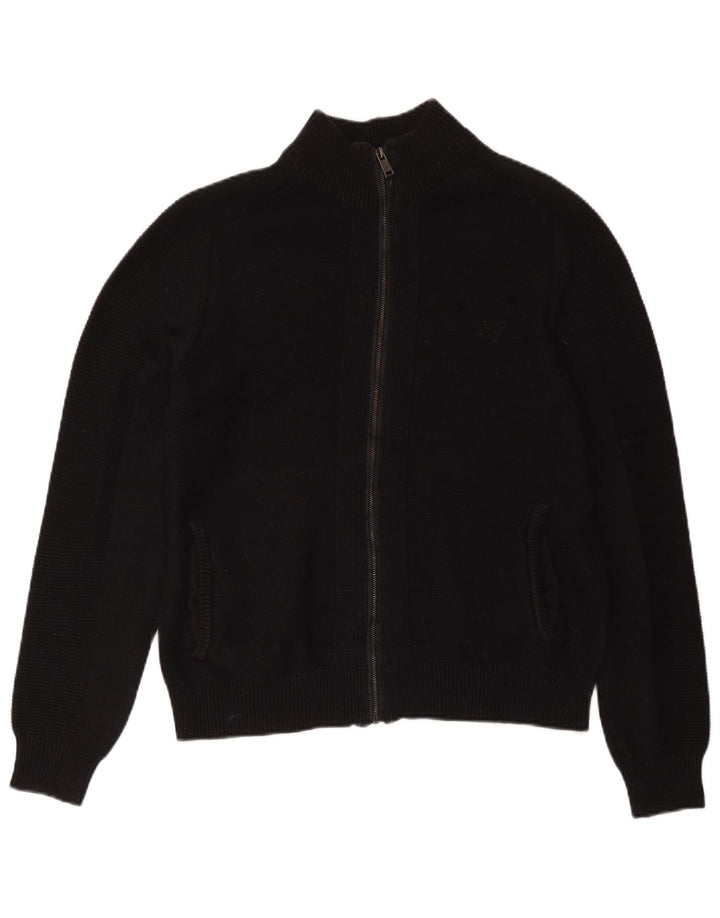 Guess Cárdigan con cremallera completa para hombre UK 40 Medium Black Cotton