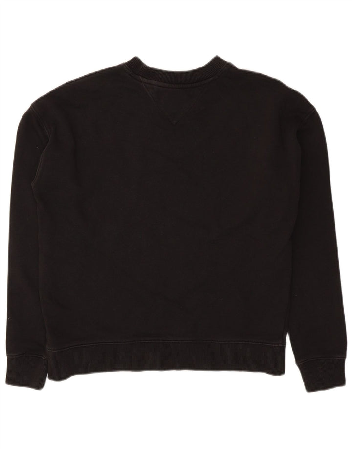 Tommy Hilfiger Mujer Crop Oversize Sudadera Jumper UK 10 Small Negro