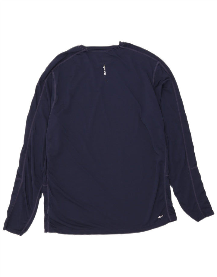 New Balance Hombre Gráfico Top Manga Larga Grande Poliéster Azul Marino