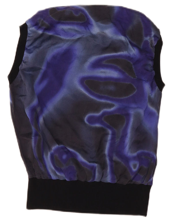 Trussardi Blusa sin mangas para mujer UK 46 Large Azul marino Tie Dye Seda