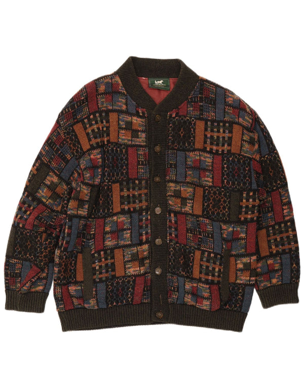 Vintage hombres punto bomber chaqueta IT 52 XL multicolor patchwork retro