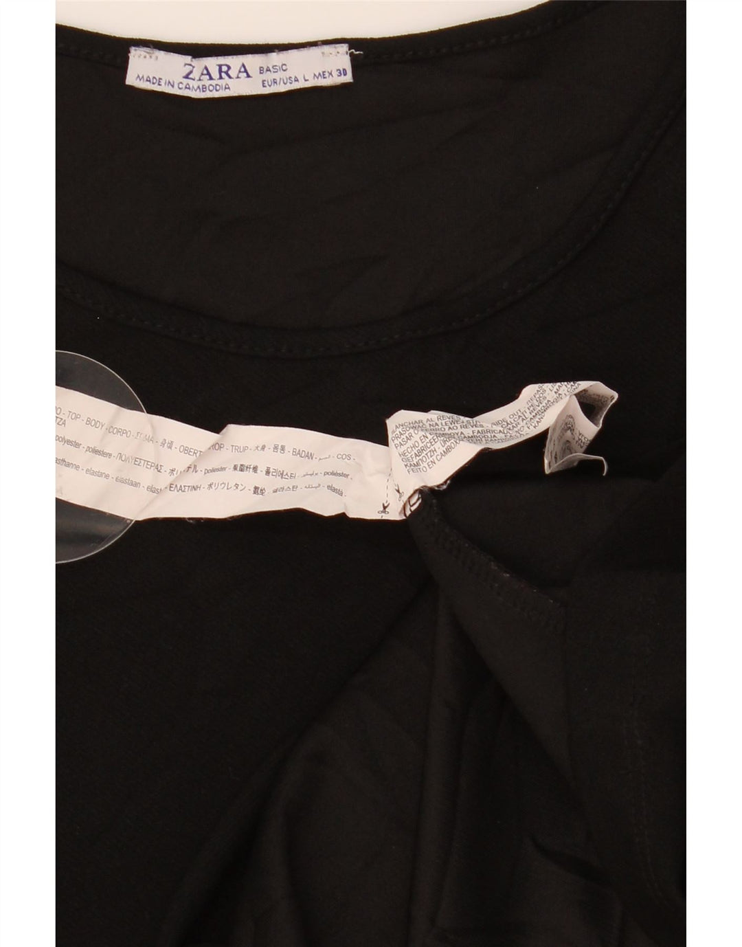 ZARA Vestido recto de manga 3/4 para mujer UK 44 Grande Poliéster negro