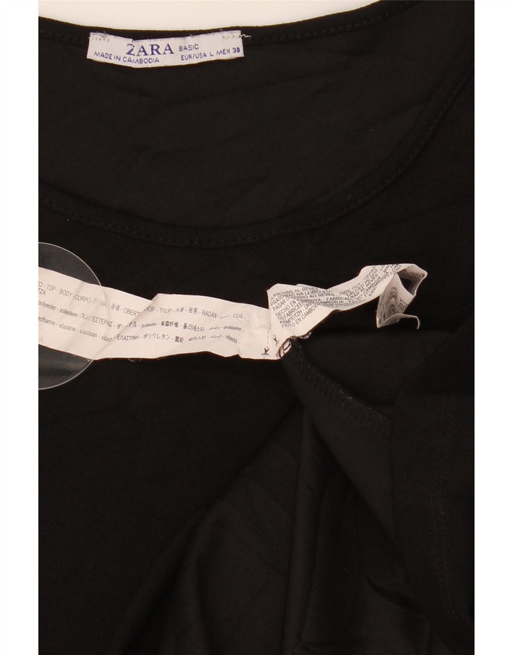 ZARA Vestido recto de manga 3/4 para mujer UK 44 Grande Poliéster negro