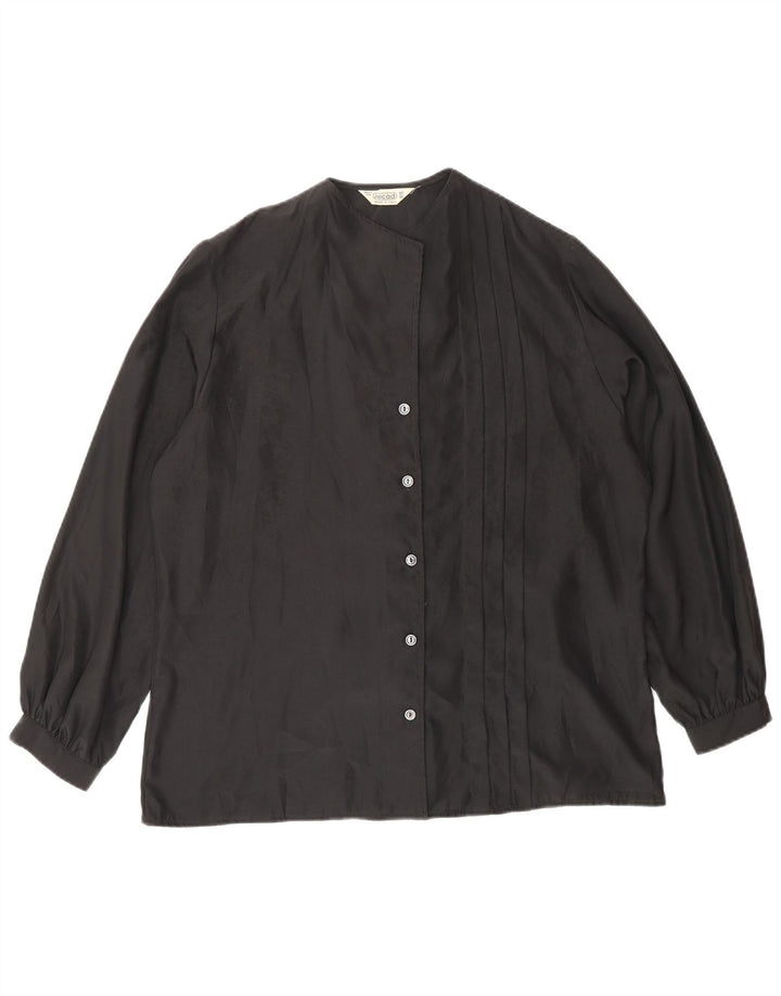 VINTAGE Blusa camisa mujer IT 46 Poliéster negro grande