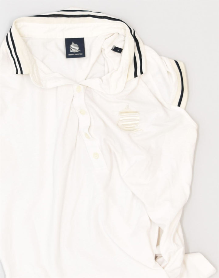 MARINA YACHTING Womens Oversized Polo Shirt UK 16 arge White Cotton | Vintage Marina Yachting | Thrift | Second-Hand Marina Yachting | Used Clothing | Messina Hembry 