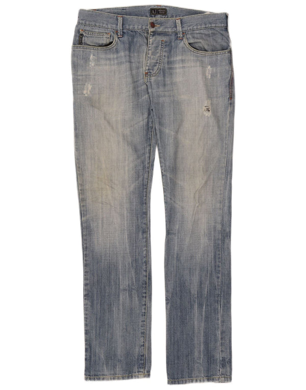 Armani Jeans ajustados desgastados para hombre W32 L34 Algodón azul