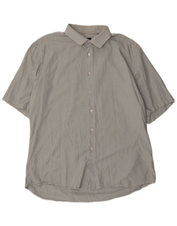 Dkny Camisa Slim Fit De Manga Corta Para Hombre XL Algodón A Rayas Verdes