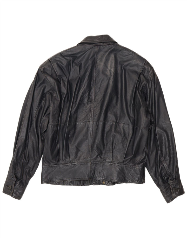 La Matta Chaqueta Bomber de Cuero para Hombre UK 38 Medium Azul Marino Cuero