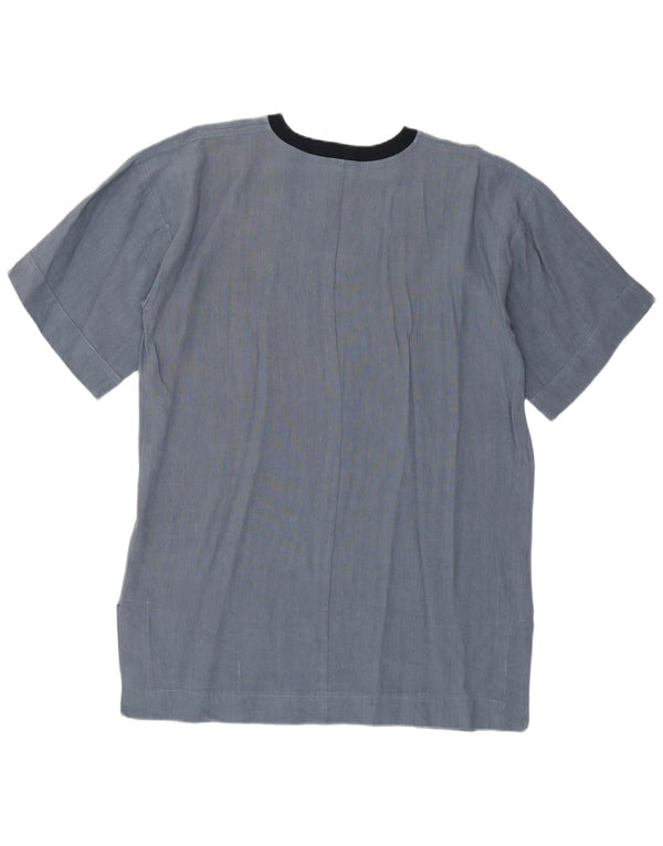 Vintage mujer longline camiseta gráfica Top Reino Unido 14 azul medio retro