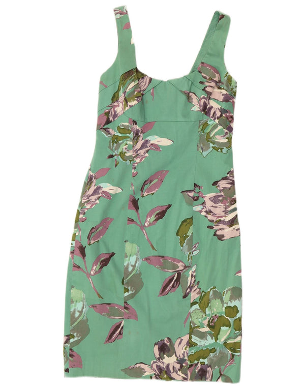 Coast Vestido tubo sin mangas para mujer UK 40 Pequeño algodón floral verde