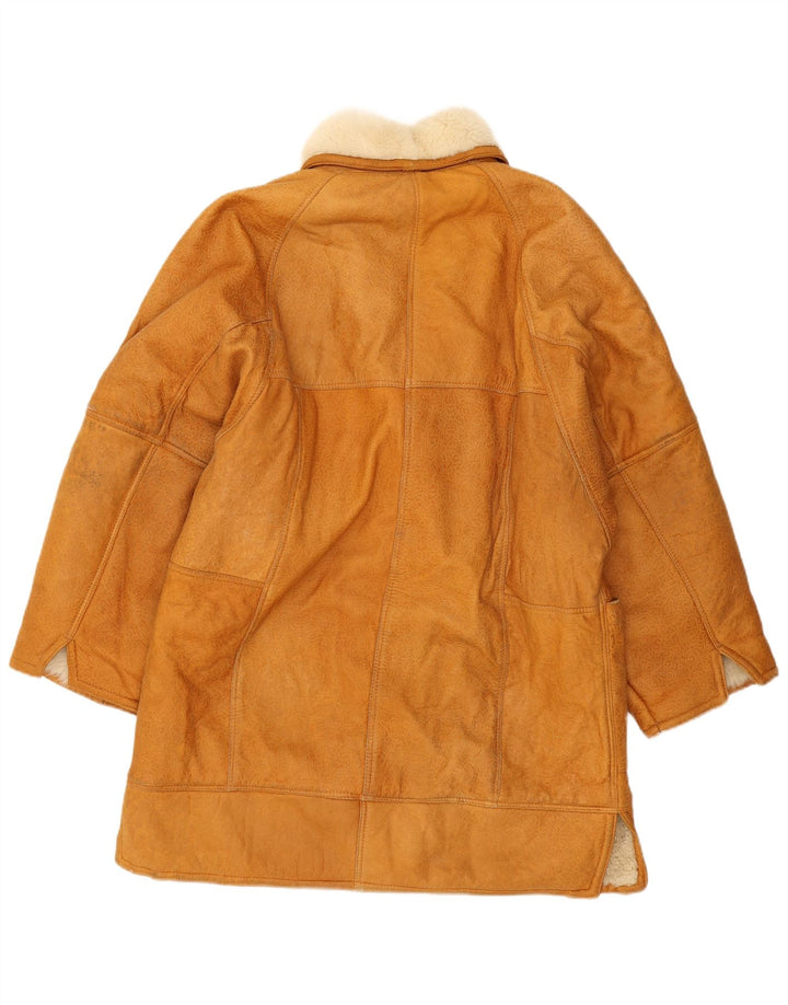 Vintage mujer abrigo de piel de gran tamaño Reino Unido 14 Beige medio