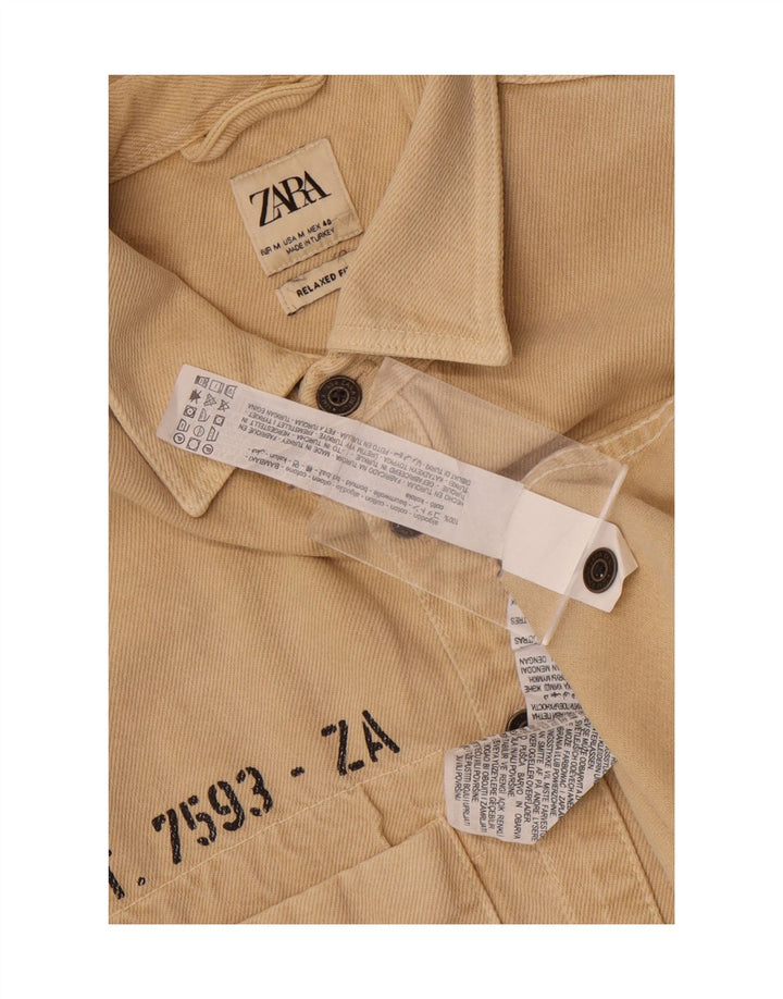 Zara Hombre Camisa Graphic Relaxed Fit Algodón Beige Medio