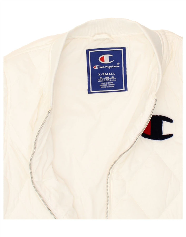 CHAMPION Womens Quilted Jacket UK 6 XS White Polyamide Vintage Champion and Second-Hand Champion from Messina Hembry 